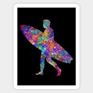 Surfer man watercolor art Sticker